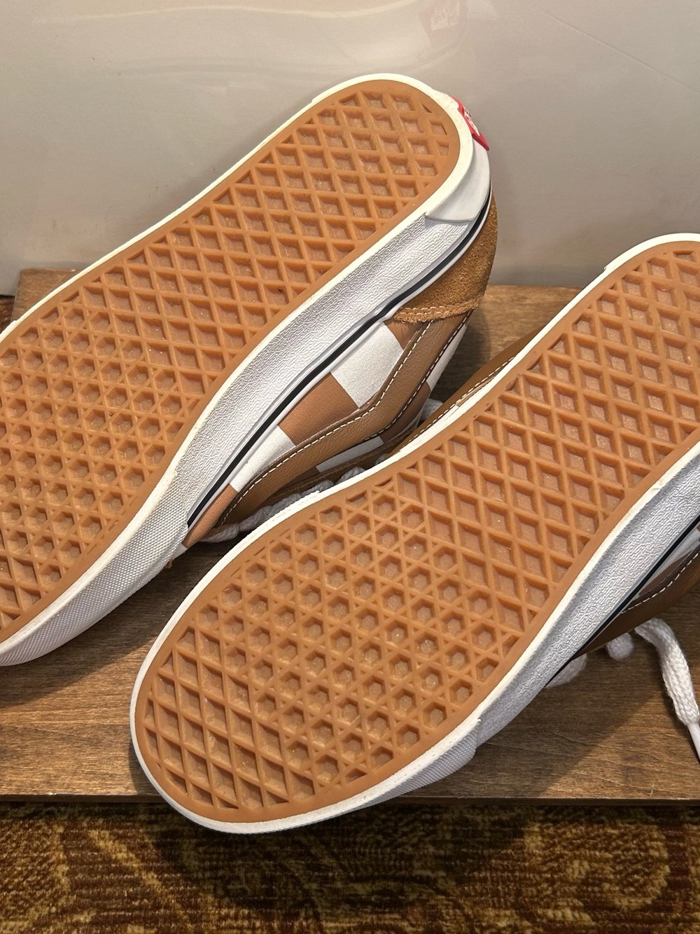 Vans Knu Skool Mega Check Suede / Canvas Brown / White Skate sneakers - Picture 9 of 15